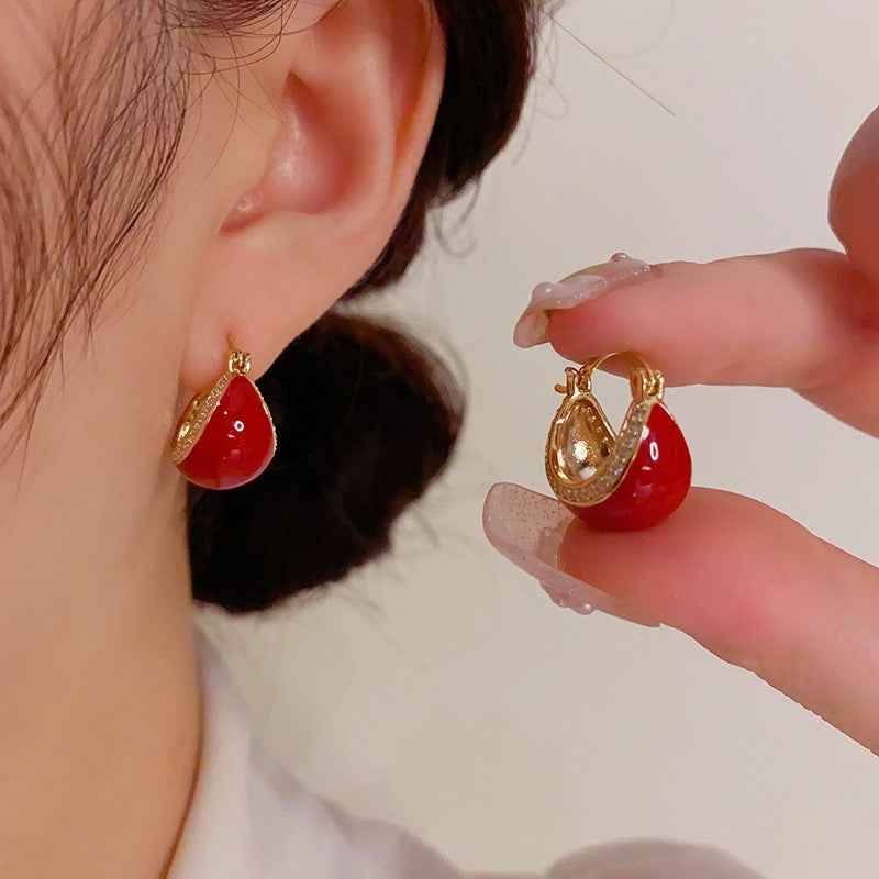 14K Gold-Plated Elegant Micro-Embedded Oil Drop Earrings