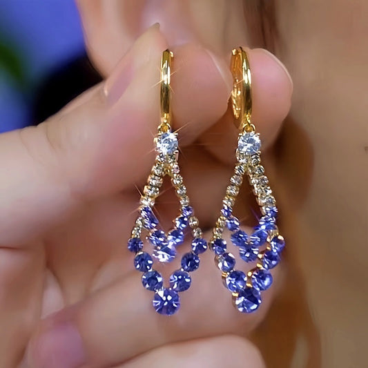 14K Gold-Plated Elegant Purple Diamond Earrings