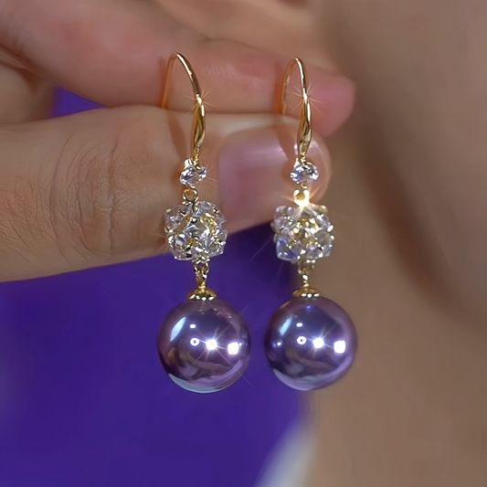 14K Gold-Plated Elegant Purple Pearl Zircon Earrings