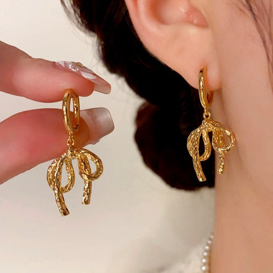 14K Gold-Plated Elegant Simple  Bow Earrings