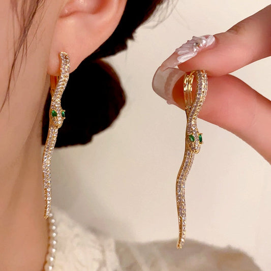 14K Gold-Plated Elegant Snake Design Earrings