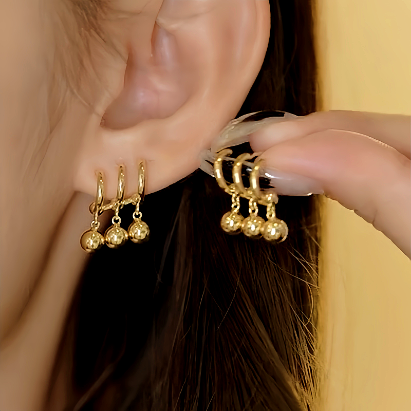 14K Gold-Plated Elegant Three-Layer Water Drop Earrings