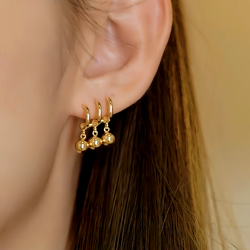 14K Gold-Plated Elegant Three-Layer Water Drop Earrings