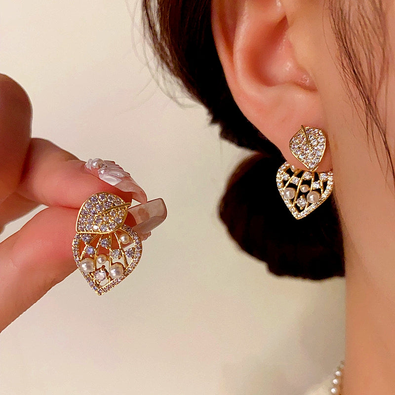 14K Gold-Plated Elegant Two-Piece Leaf Earrings