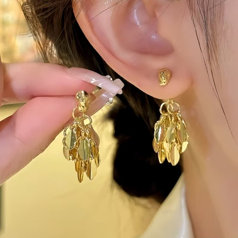 14K Gold-Plated Elegant Wheat Tassel Earrings