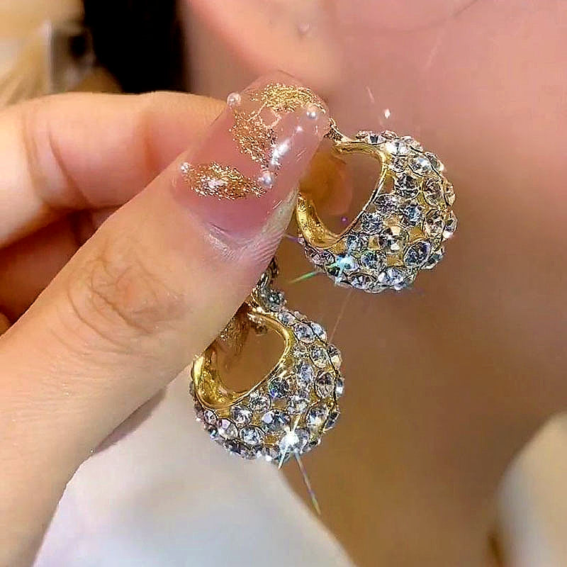 14K Gold-Plated Elegant Zircon Basket Earrings