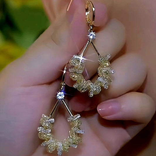 14K Gold-Plated Elegant Zircon Crystal Earrings