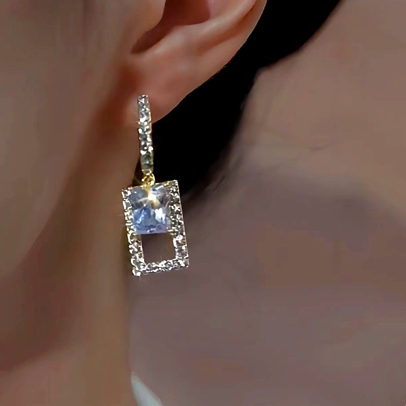 14K Gold-Plated Elegant Zircon Geometric Earrings