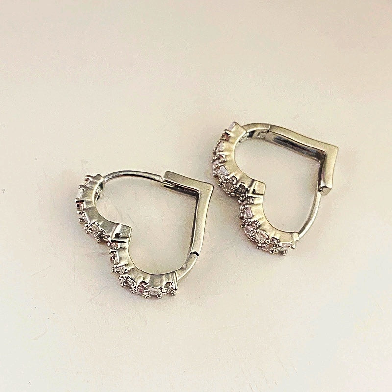 14K Gold-Plated Elegant Zircon Heart-Design Earrings