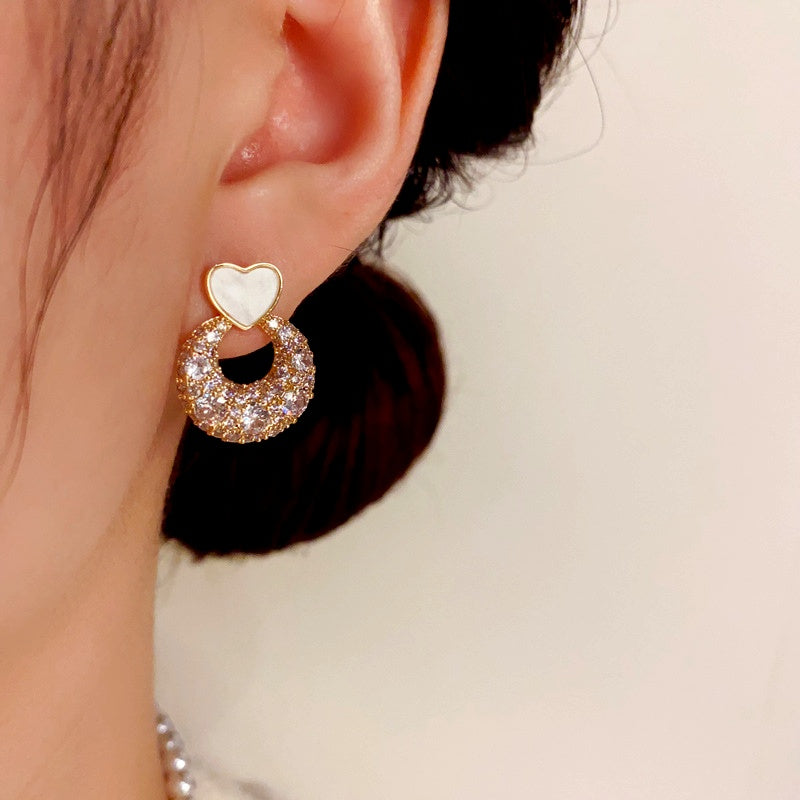 14K Gold-Plated Elegant Zircon Heart Earrings