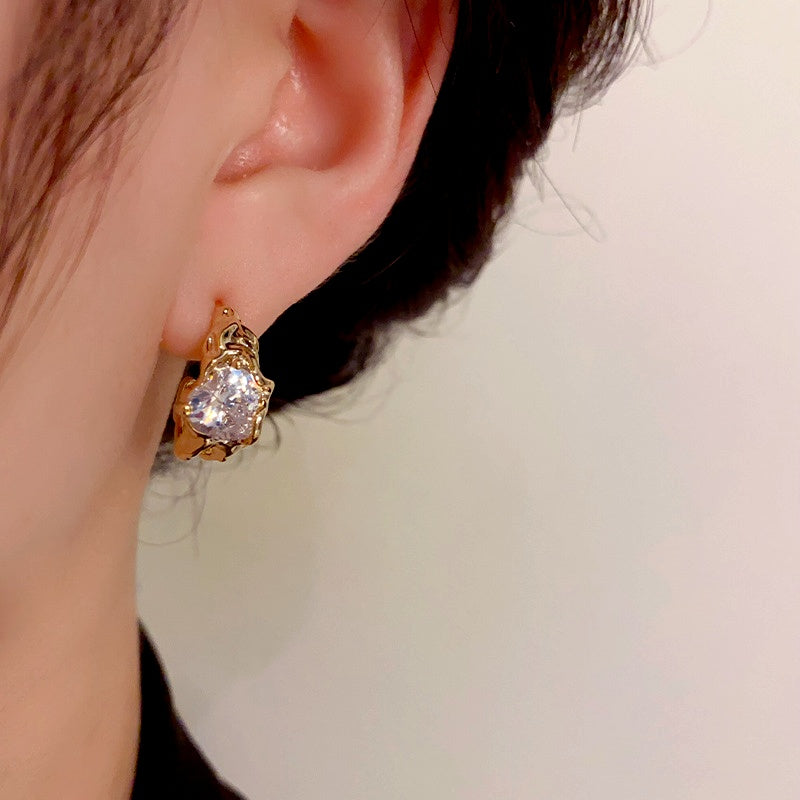 14K Gold-Plated Elegant Zircon Love Heart Earrings