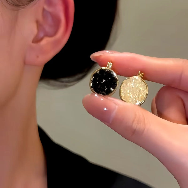 14K Gold-Plated Elegant Zircon Round Earrings