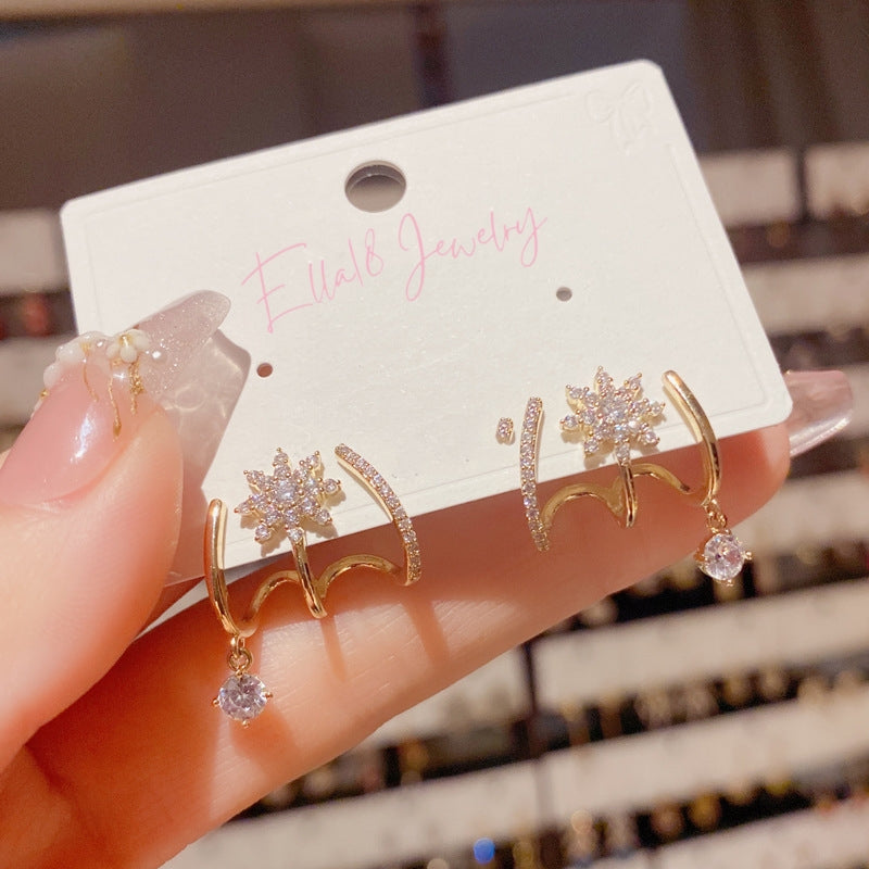 14K Gold-Plated Elegant Zircon Starburst Studs