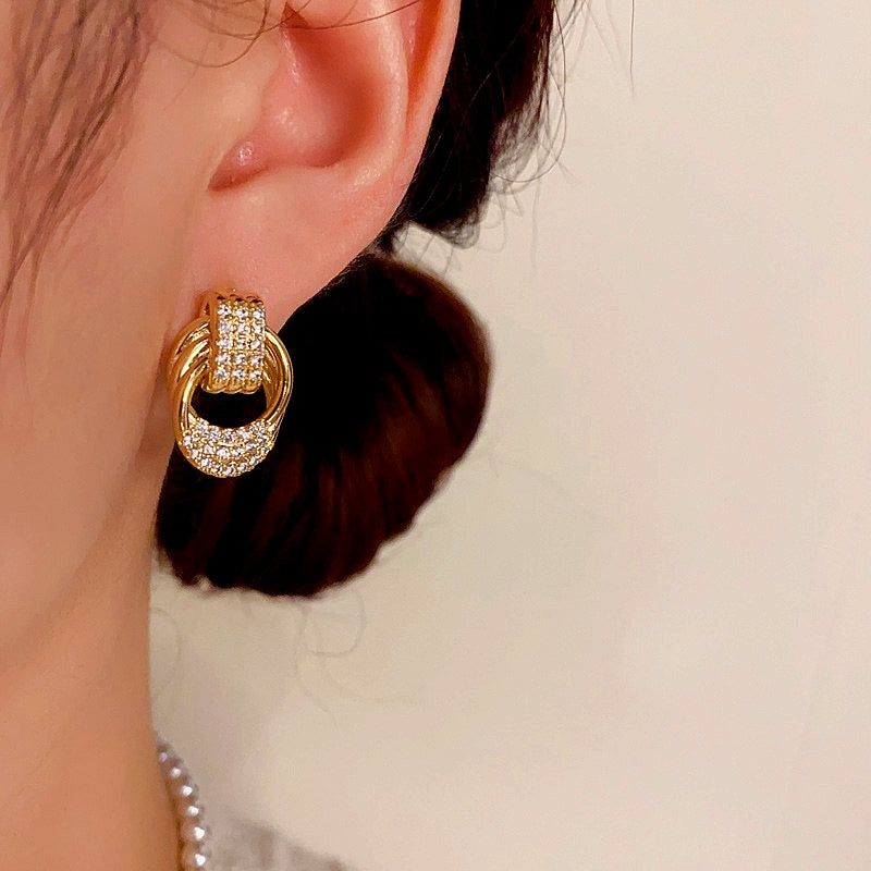 14K Gold-Plated Elegant Zircon Twisted Earrings