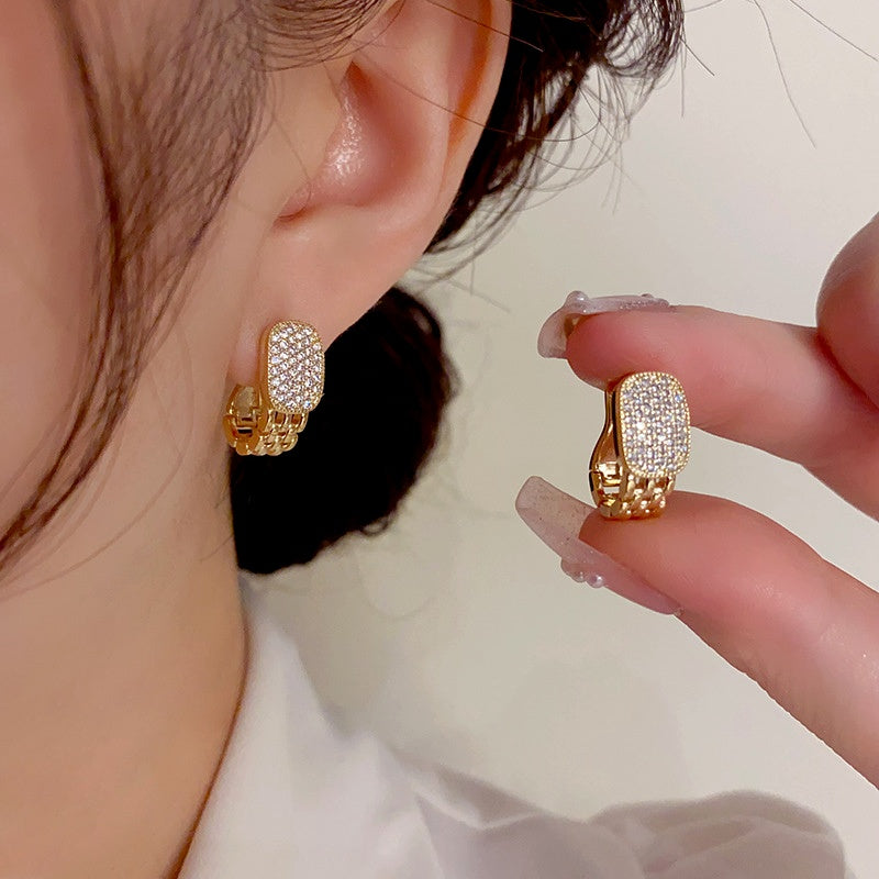 14K Gold-Plated Exquisite Diamond Earrings