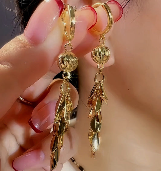 14K Gold-Plated Exquisite Wheat Tassel Earrings