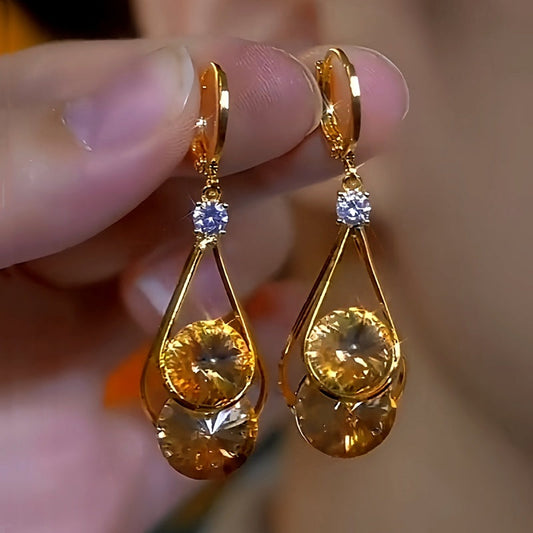 14K Gold-Plated Exquisite Zircon Water Drop Earrings