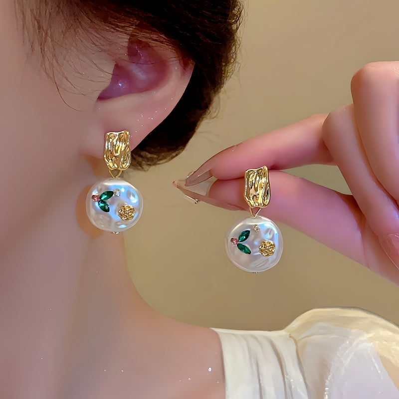 14K Gold-Plated Flower Baroque Pearl Earrings