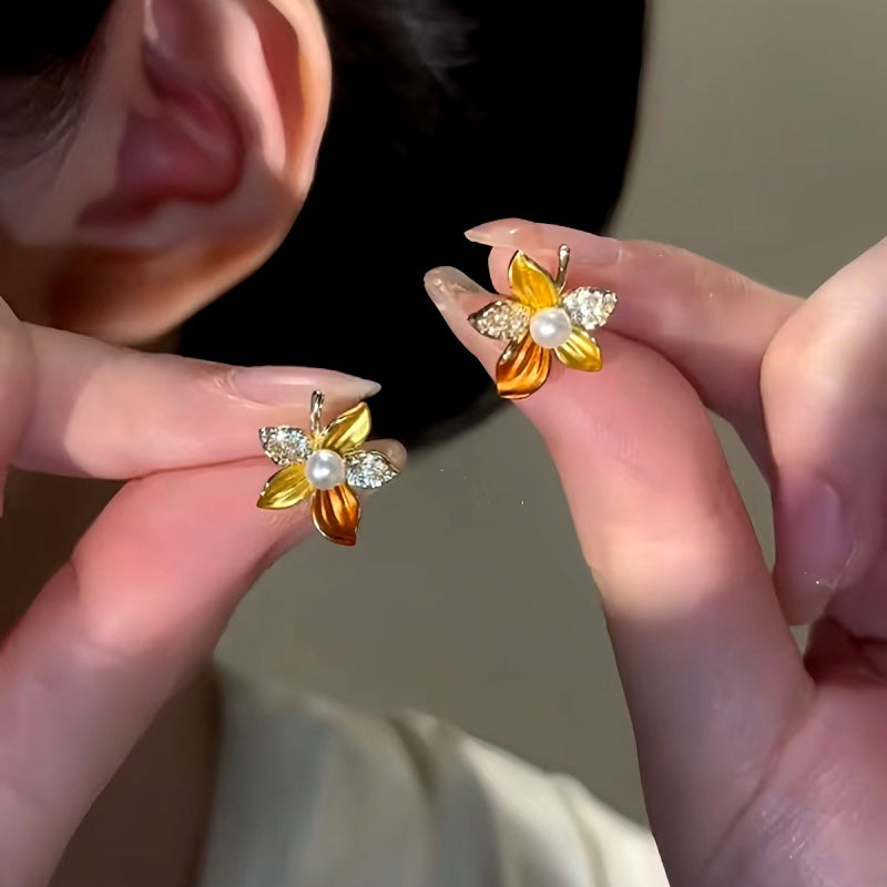 14K Gold-Plated Flower Stud Earrings