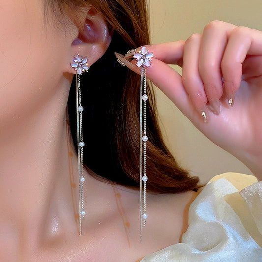 14K Gold-Plated Flower Tassel Earrings