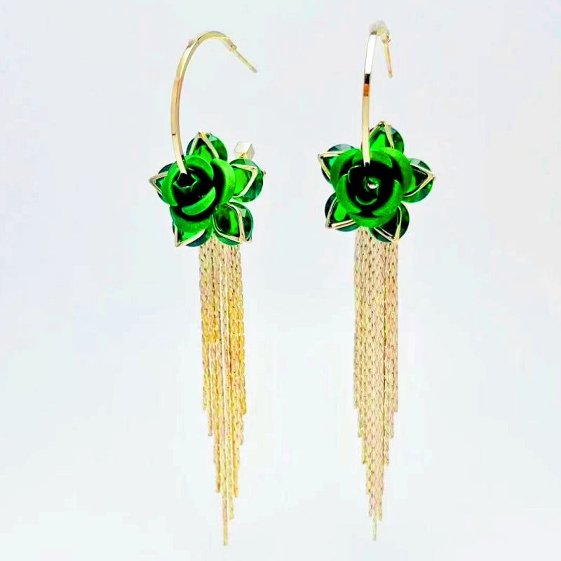 14K Gold-Plated Flower Tassel Earrings