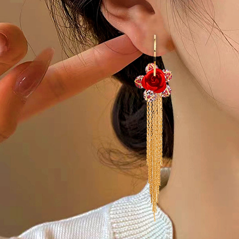 14K Gold-Plated Flower Tassel Earrings