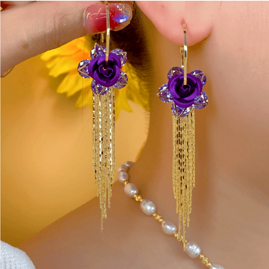 14K Gold-Plated Flower Tassel Earrings