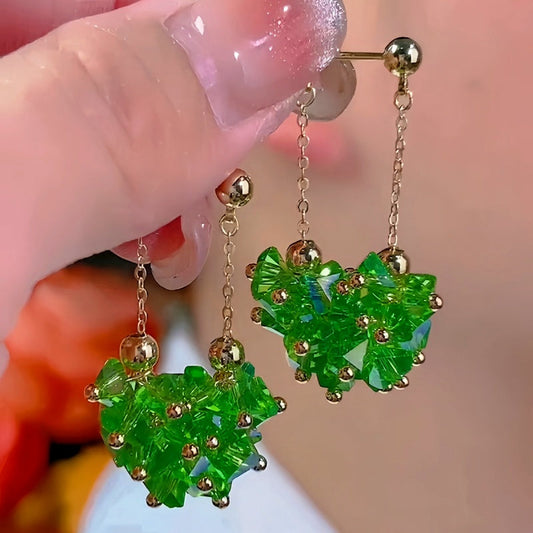 14K Gold-Plated Green Crystal Earrings