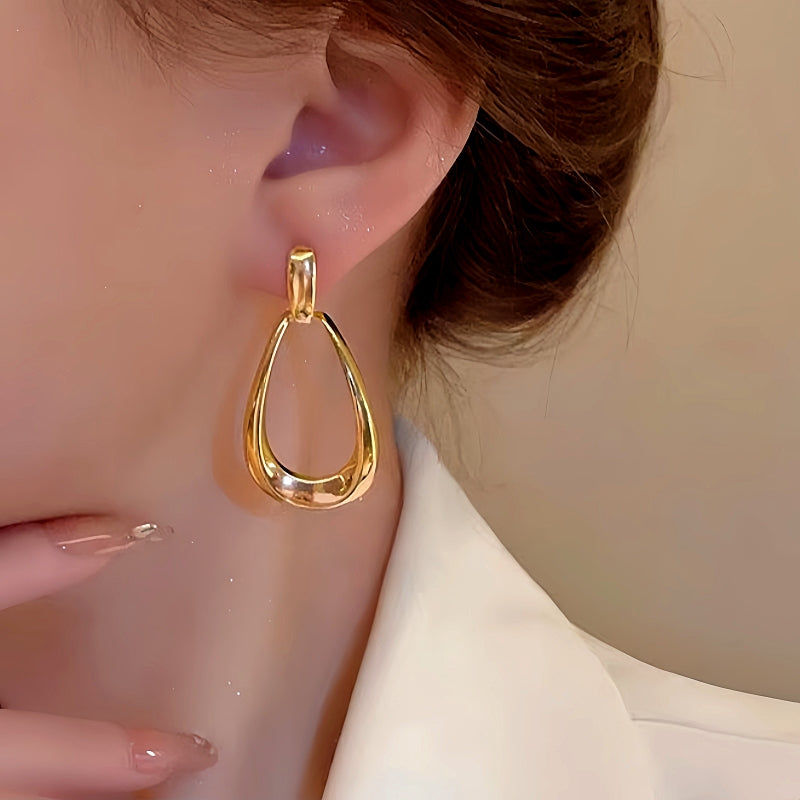 14K Gold-Plated Hollow Water Drop Earrings