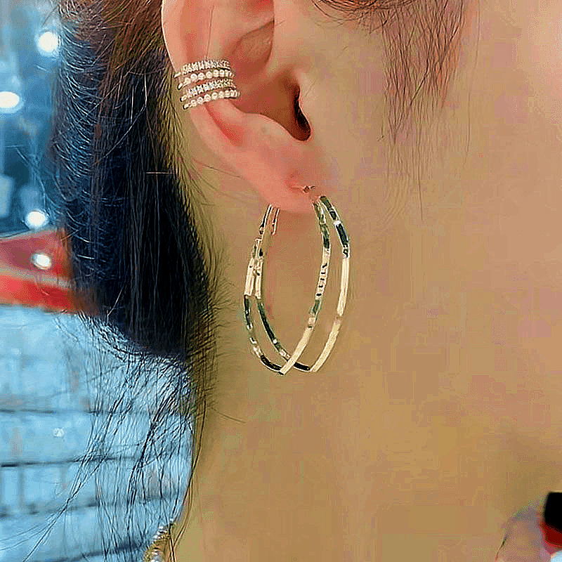 14K Gold-Plated Irregular Large Hoop Earrings