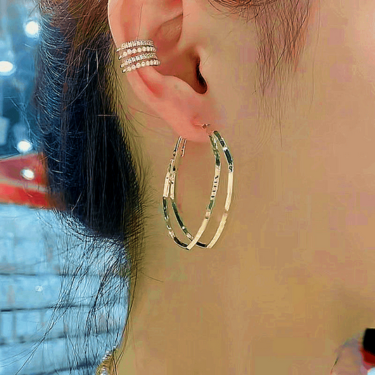 14K Gold-Plated Irregular Large Hoop Earrings