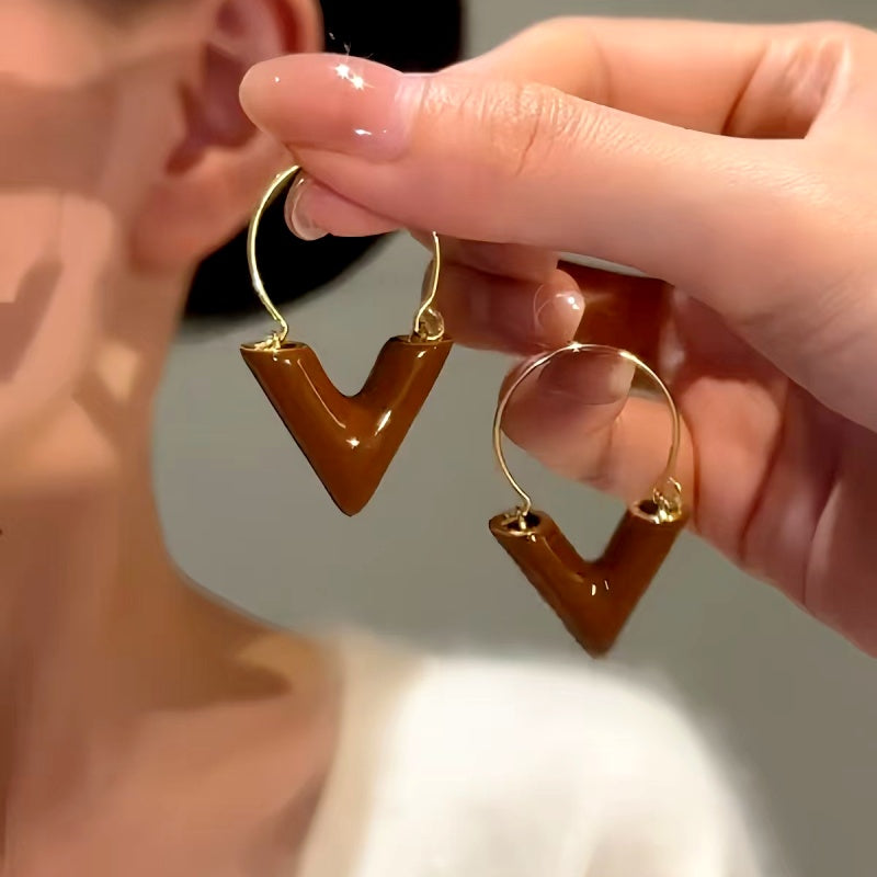 14K Gold-Plated Light Luxury V-Shaped Earrings