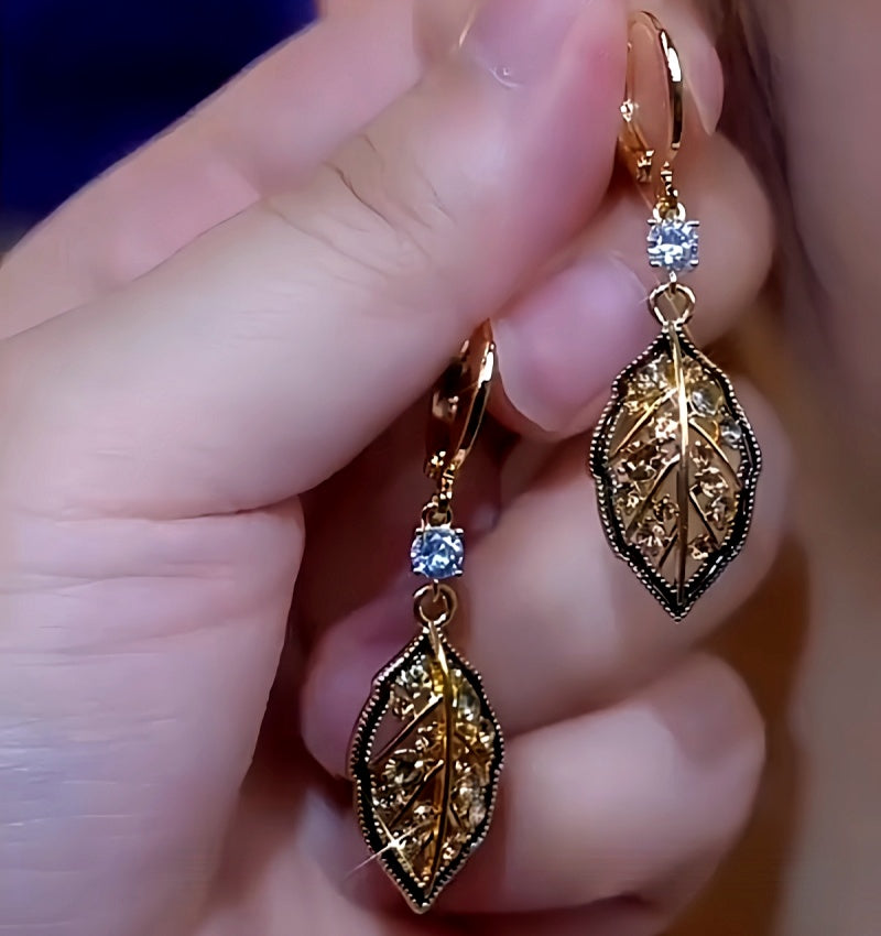 14K Gold-Plated Lucky Rich Leaf Earrings