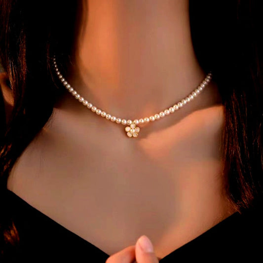 14K Gold-Plated Luxury Camellia Pearl Necklaces