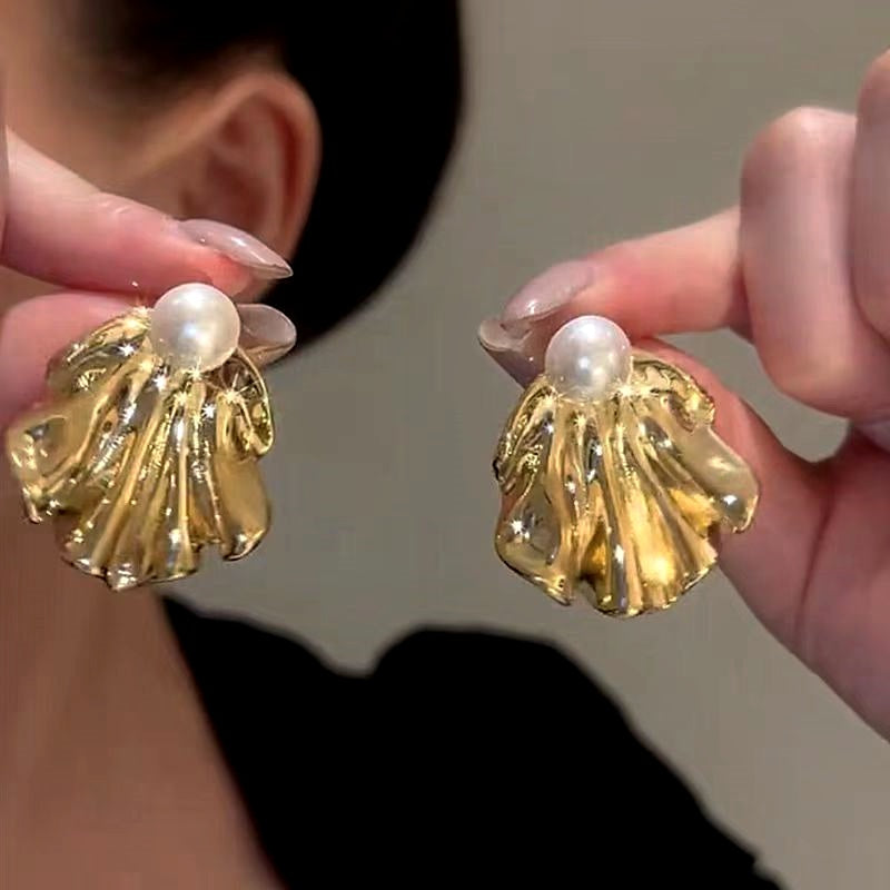 14K Gold-Plated Luxury Cold Style Pearl Earrings