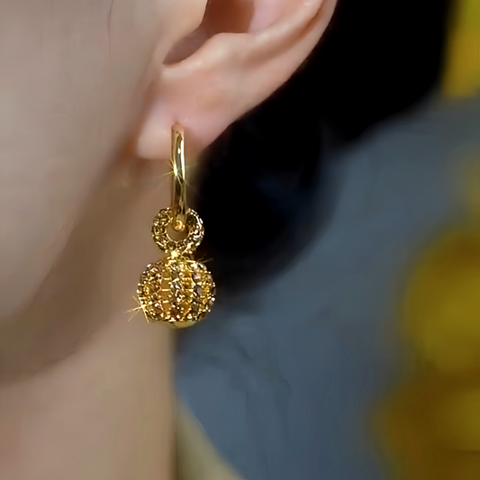 14K Gold-Plated Luxury Diamond Ball Earrings