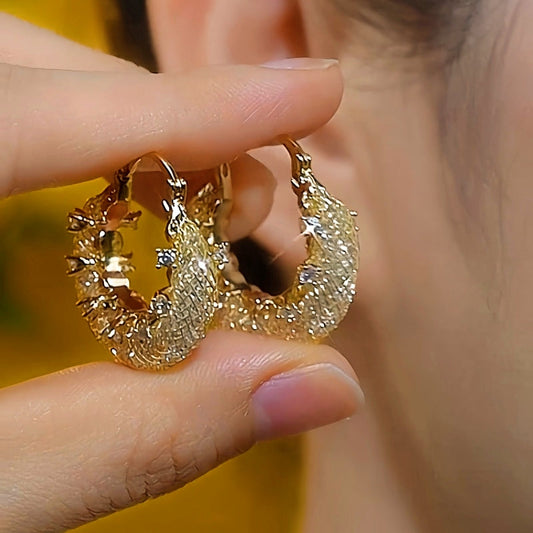 14K Gold-Plated Luxury Diamond Handbag Earrings