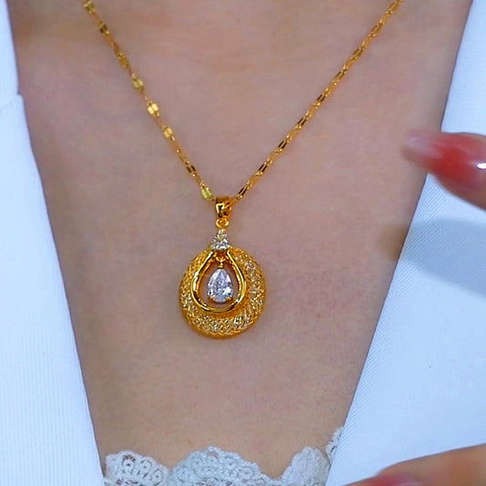 14K Gold-Plated Luxury Diamond Phoenix Feather Pendant Necklaces