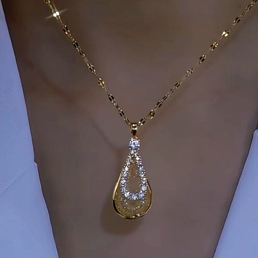 14K Gold-Plated Luxury Dynamic Water Drop Necklaces