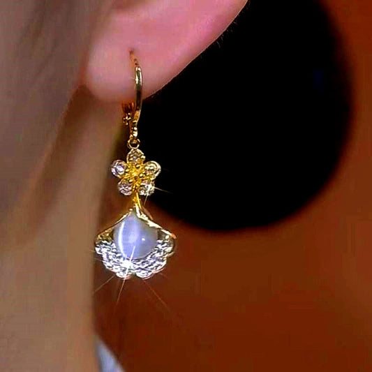 14K Gold-Plated Luxury Flower Leaf Earrings