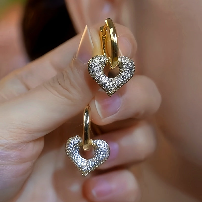 14K Gold-Plated Luxury Heart-Design Earrings