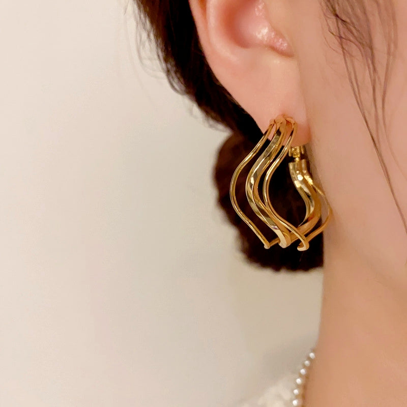 14K Gold-Plated Luxury Irregular Multi-Layer Earrings