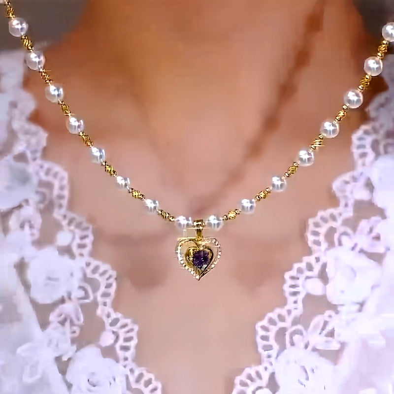 14K Gold-Plated Luxury Love Heart Pearl Necklaces