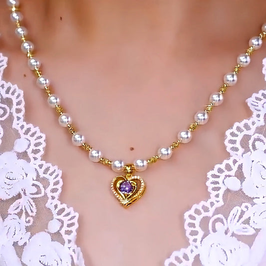 14K Gold-Plated Luxury Love Heart Pearl Necklaces