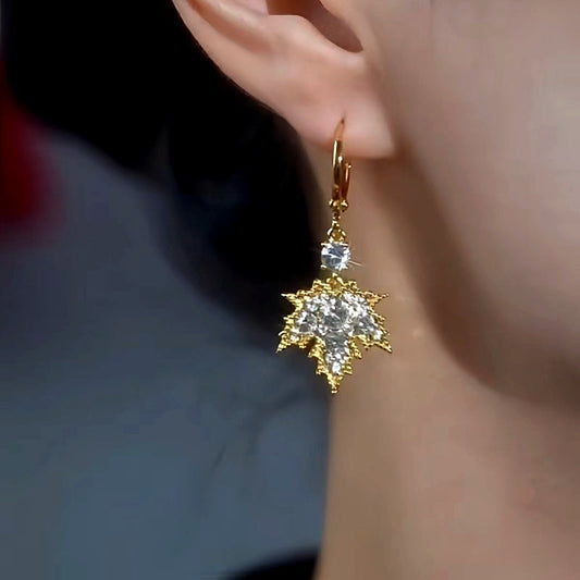 14K Gold-Plated Luxury Maple Leaf Earrings