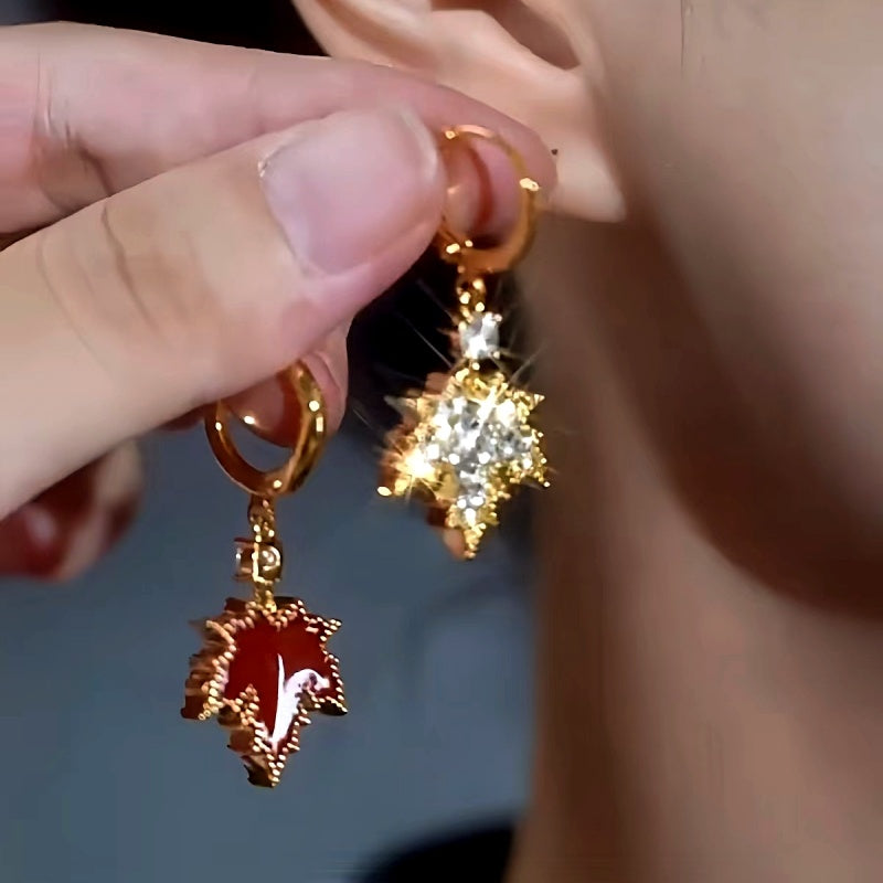 14K Gold-Plated Luxury Maple Leaf Earrings