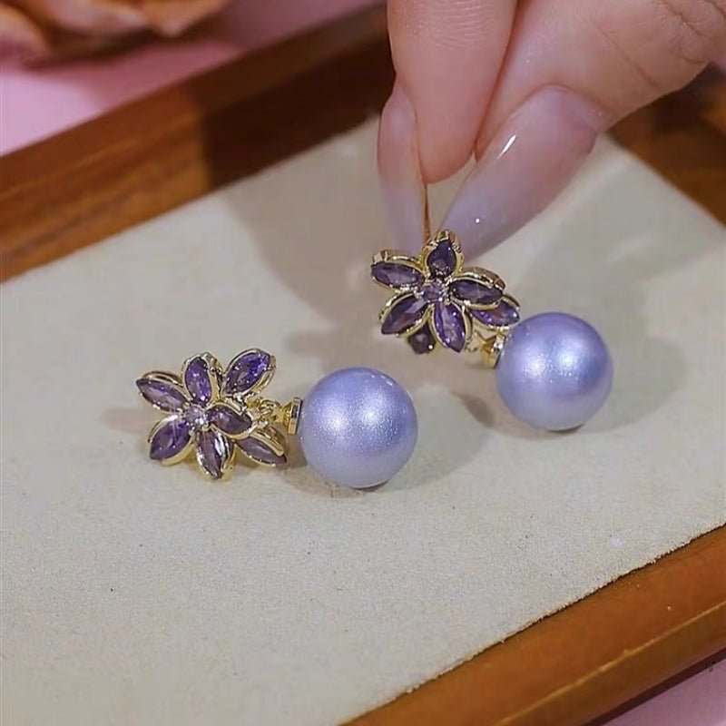 14K Gold-Plated Luxury Pearl Flower Earrings