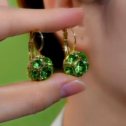 14K Gold-Plated Luxury Zircon Crystal Ball Earrings