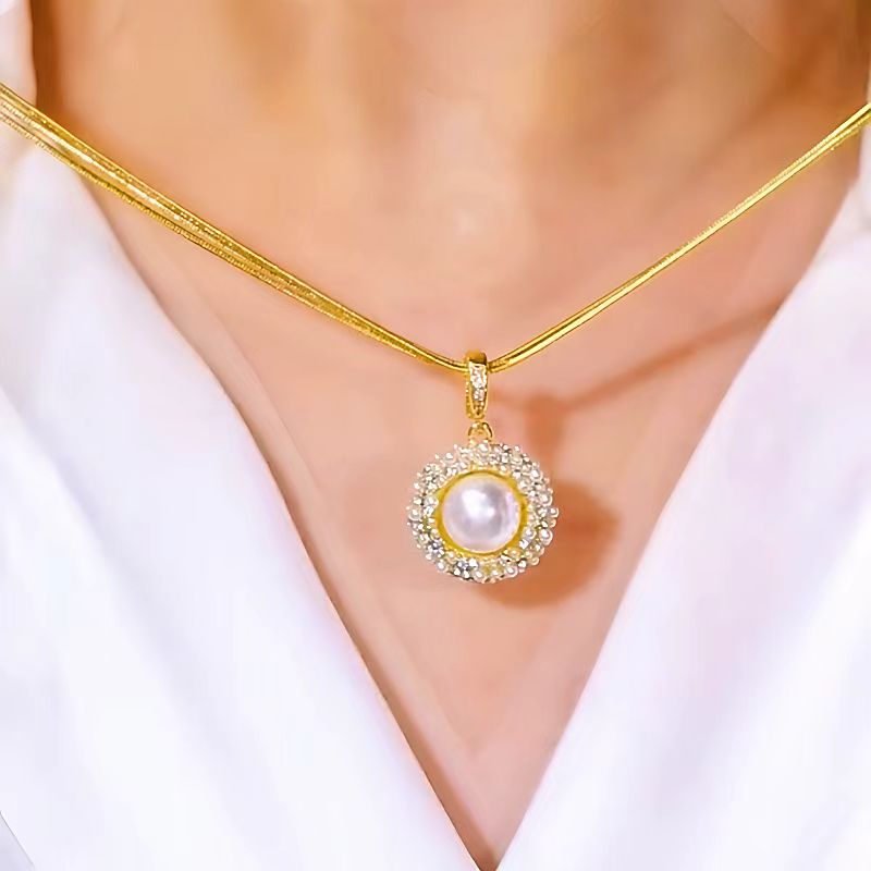 14K Gold-Plated Millet Pearl Pendant Necklaces