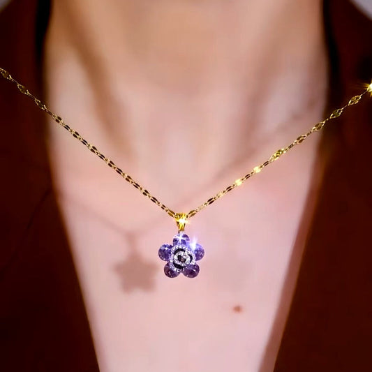 14K Gold-Plated Purple Rose Necklaces